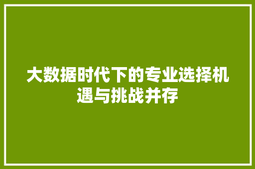 大数据时代下的专业选择机遇与挑战并存 Web前端