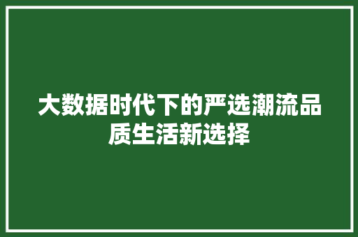 大数据时代下的严选潮流品质生活新选择