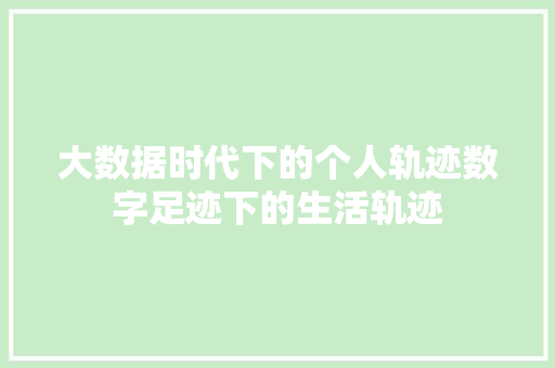 大数据时代下的个人轨迹数字足迹下的生活轨迹