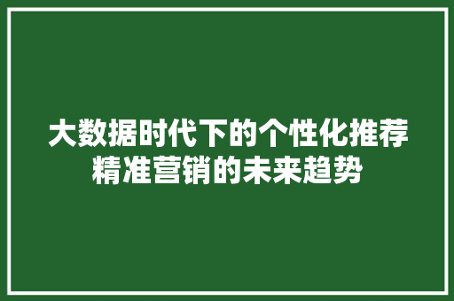 大数据时代下的个性化推荐精准营销的未来趋势