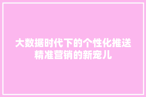 大数据时代下的个性化推送精准营销的新宠儿