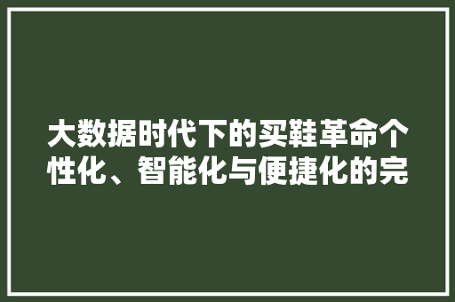 大数据时代下的买鞋革命个性化、智能化与便捷化的完美融合