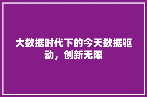 大数据时代下的今天数据驱动，创新无限