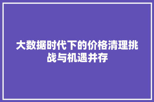 大数据时代下的价格清理挑战与机遇并存
