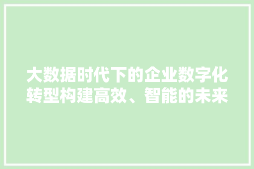 大数据时代下的企业数字化转型构建高效、智能的未来