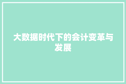 大数据时代下的会计变革与发展