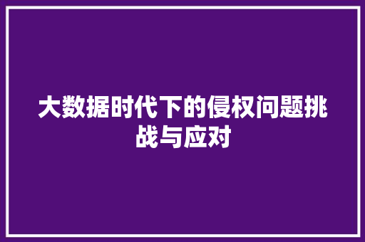 大数据时代下的侵权问题挑战与应对