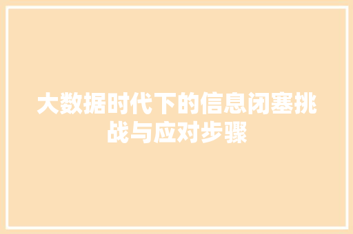 大数据时代下的信息闭塞挑战与应对步骤