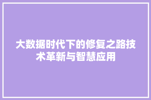 大数据时代下的修复之路技术革新与智慧应用