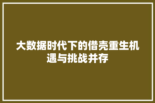 大数据时代下的借壳重生机遇与挑战并存