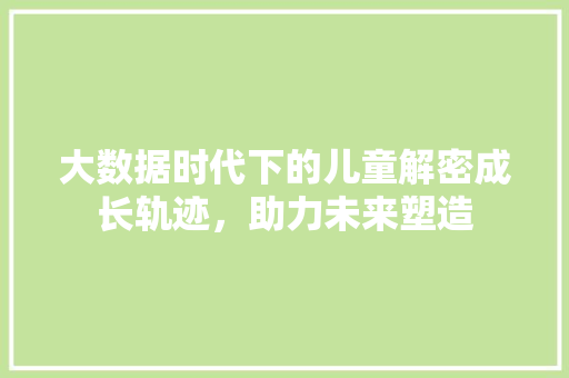 大数据时代下的儿童解密成长轨迹，助力未来塑造