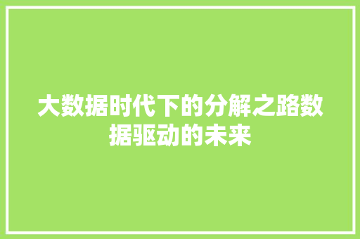 大数据时代下的分解之路数据驱动的未来