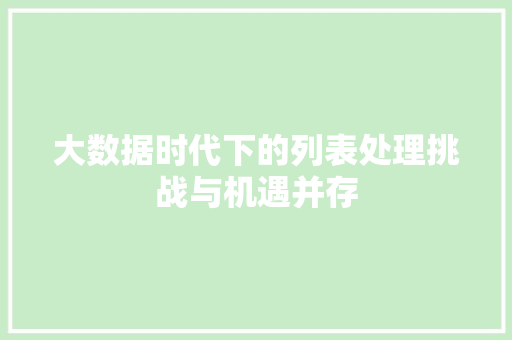 大数据时代下的列表处理挑战与机遇并存