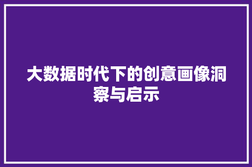 大数据时代下的创意画像洞察与启示