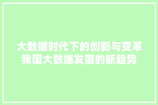 大数据时代下的创新与变革我国大数据发展的新趋势 WordPress教程