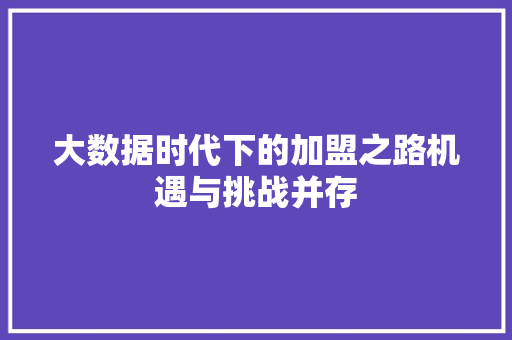 大数据时代下的加盟之路机遇与挑战并存
