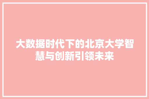 大数据时代下的北京大学智慧与创新引领未来