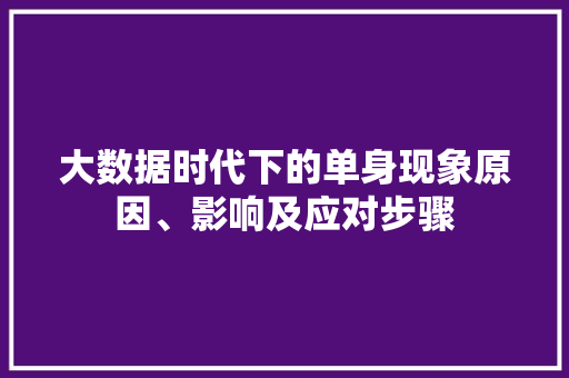 大数据时代下的单身现象原因、影响及应对步骤