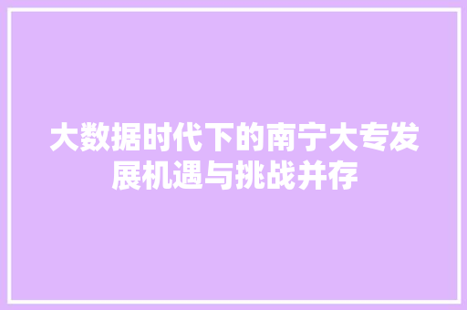 大数据时代下的南宁大专发展机遇与挑战并存