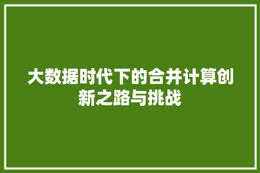 大数据时代下的合并计算创新之路与挑战 建站教程