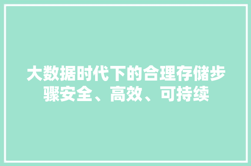 大数据时代下的合理存储步骤安全、高效、可持续