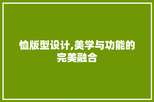 恤版型设计,美学与功能的完美融合
