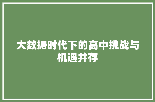 大数据时代下的高中挑战与机遇并存