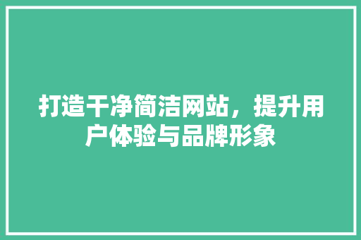 打造干净简洁网站，提升用户体验与品牌形象