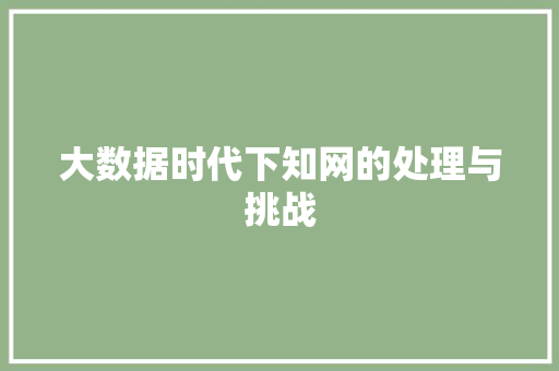 大数据时代下知网的处理与挑战