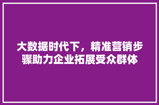 大数据时代下，精准营销步骤助力企业拓展受众群体