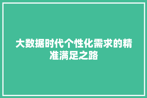 大数据时代个性化需求的精准满足之路 建站教程