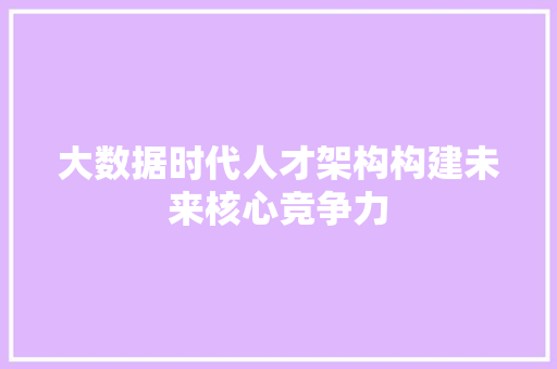 大数据时代人才架构构建未来核心竞争力