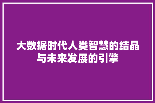 大数据时代人类智慧的结晶与未来发展的引擎 服务器/数据库