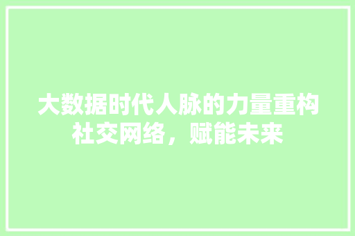 大数据时代人脉的力量重构社交网络，赋能未来
