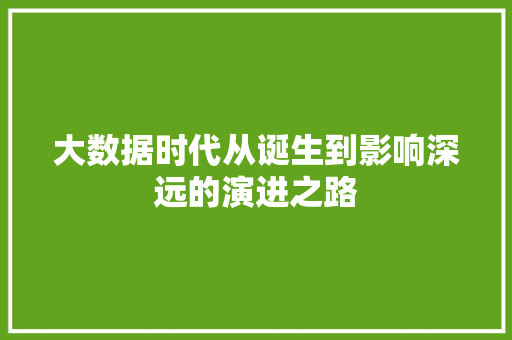 大数据时代从诞生到影响深远的演进之路 Web前端