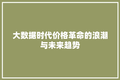 大数据时代价格革命的浪潮与未来趋势 WordPress教程