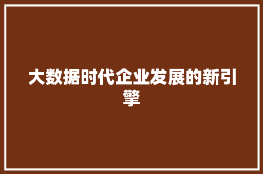 大数据时代企业发展的新引擎