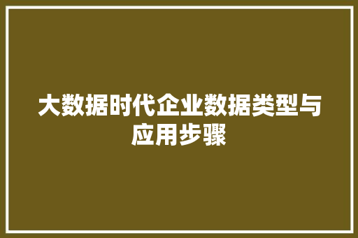 大数据时代企业数据类型与应用步骤