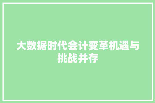 大数据时代会计变革机遇与挑战并存