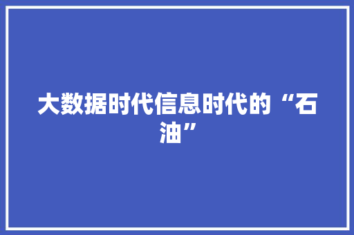 大数据时代信息时代的“石油”