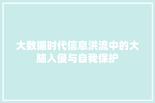 大数据时代信息洪流中的大脑入侵与自我保护