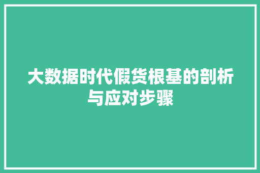 大数据时代假货根基的剖析与应对步骤