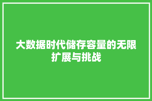 大数据时代储存容量的无限扩展与挑战