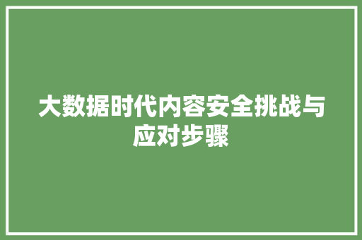 大数据时代内容安全挑战与应对步骤