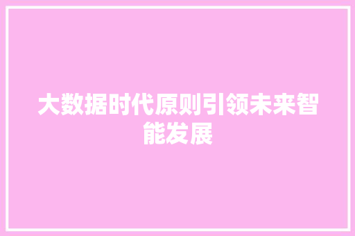 大数据时代原则引领未来智能发展