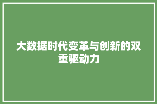 大数据时代变革与创新的双重驱动力