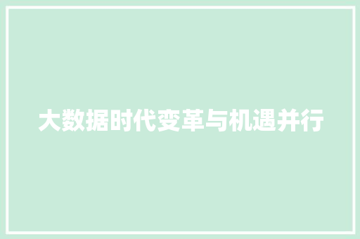 大数据时代变革与机遇并行