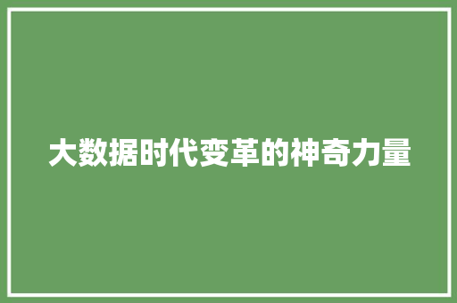 大数据时代变革的神奇力量