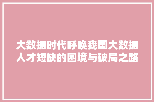 大数据时代呼唤我国大数据人才短缺的困境与破局之路