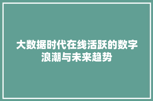 大数据时代在线活跃的数字浪潮与未来趋势